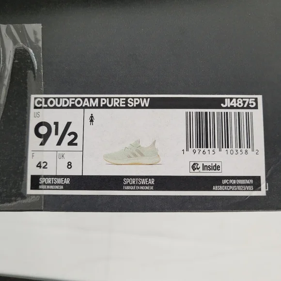 ADIDAS Cloudfoam Pure SPW Sneaker Women's Size 9.5 Seafoam Green JI4875 NIB - Picture 10 of 10